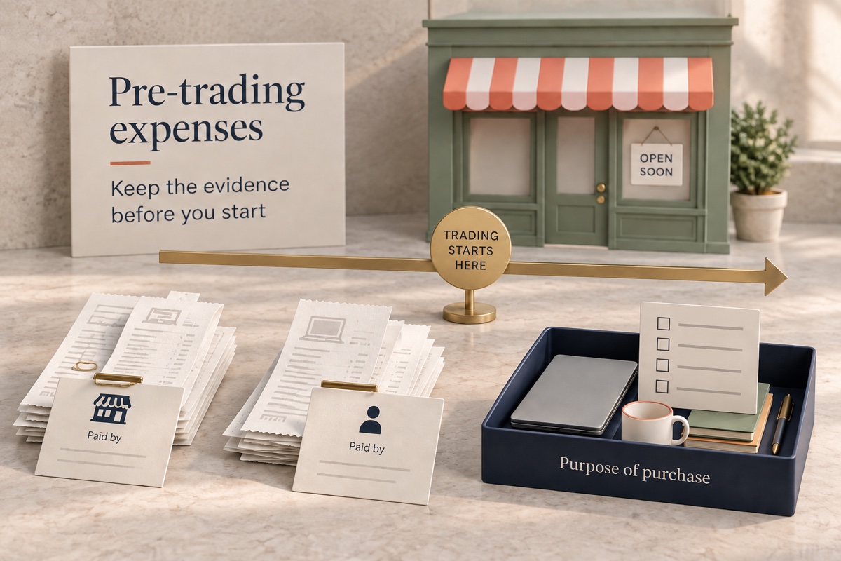 Pre-launch receipts and payer records arranged before a trading-start marker.