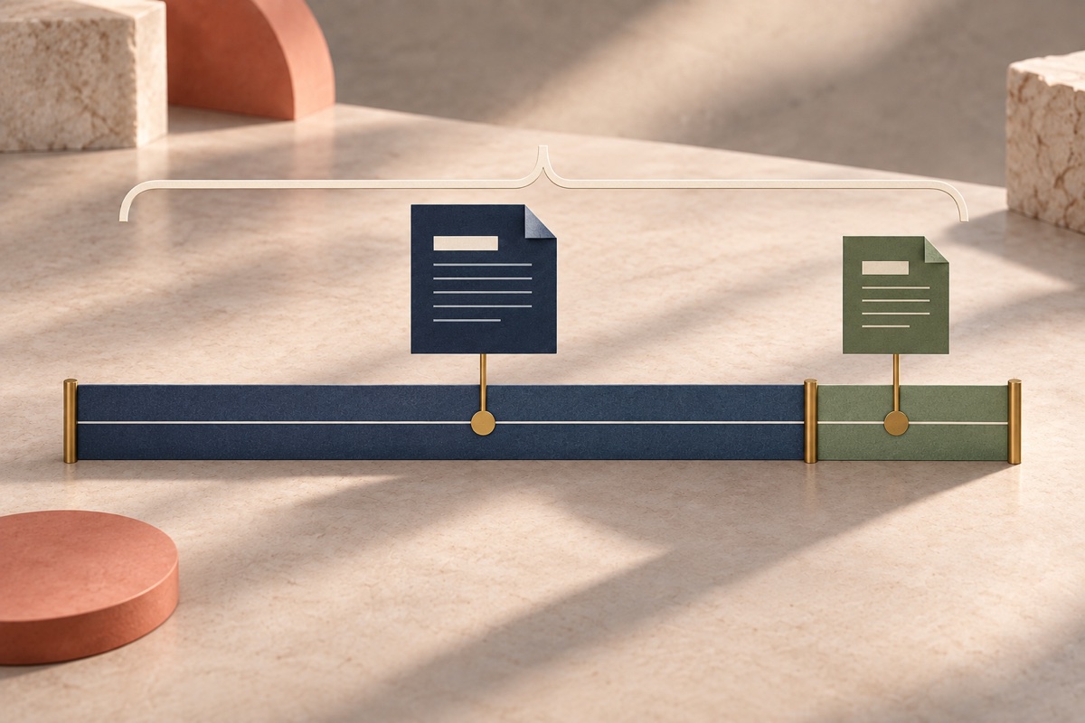 One accounts timeline covering a long first tax-return period followed by a short second period.